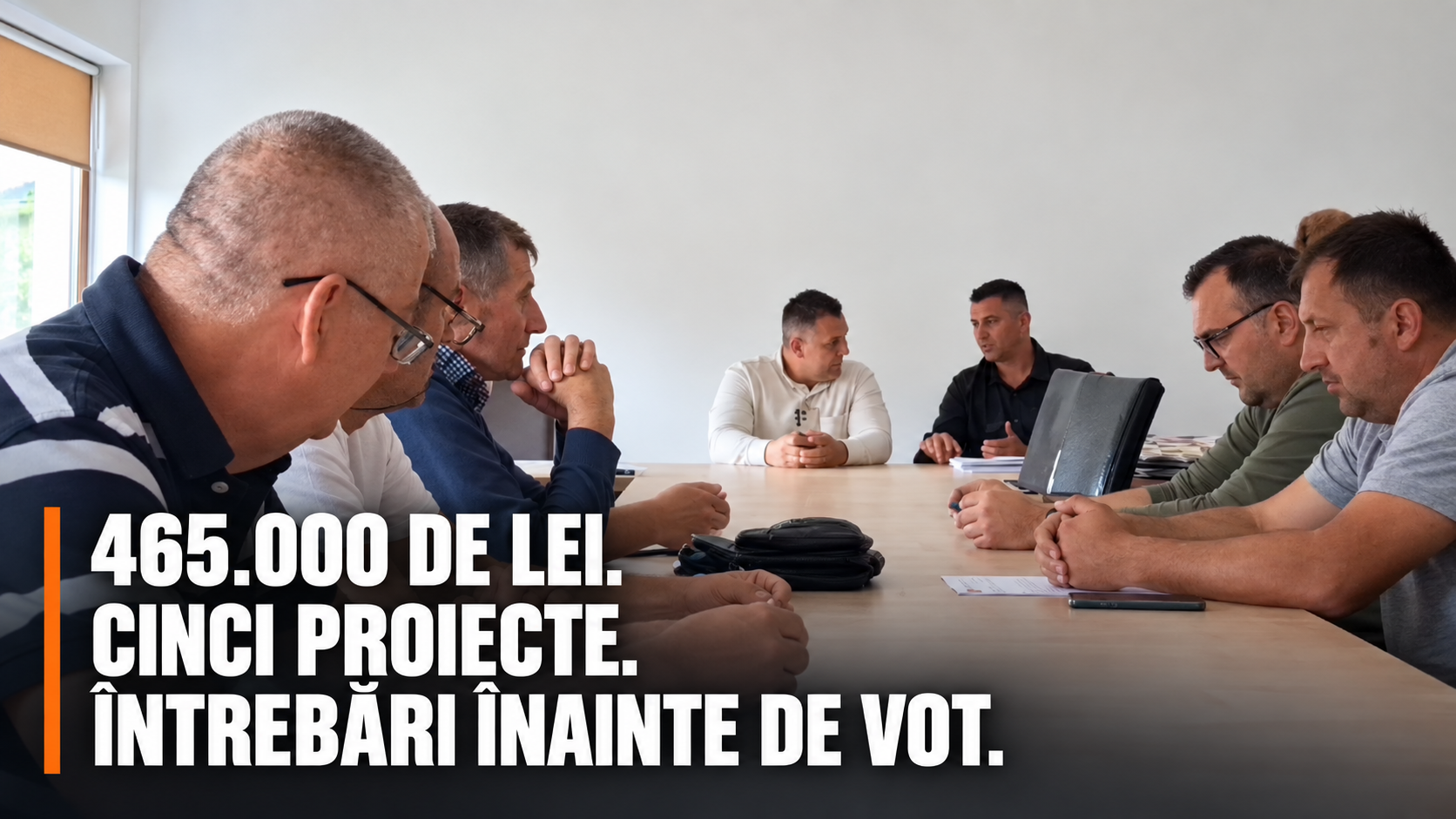 Ședință de lucru la Drăguțești — 465.000 de lei, cinci proiecte și întrebări înainte de vot